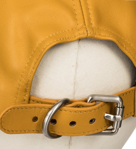 LEATHER BASEBALL CAP MUSTARD