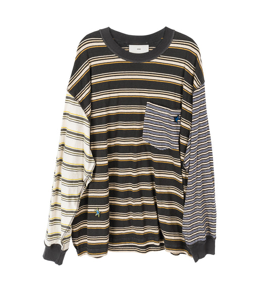 OVERSIZED CREW NECK PULLOVER CHARCOAL STRIPE