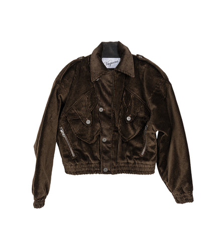 QUILTED CORDUROY JACKET BROWN