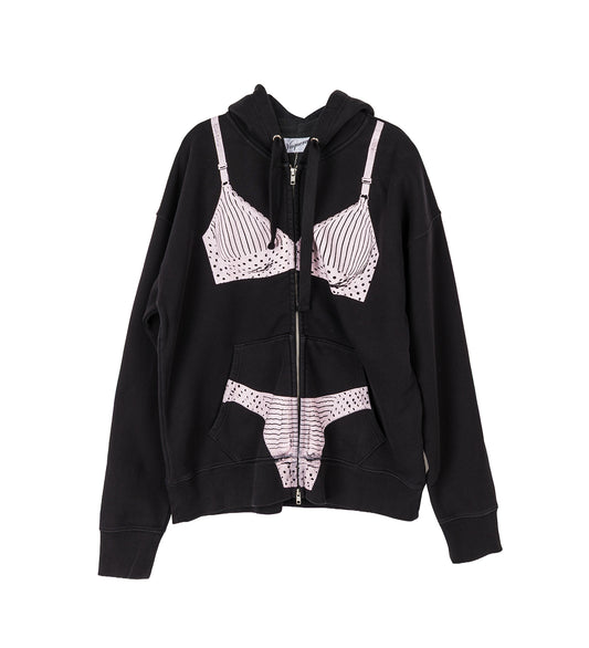 TROMPE L'OEIL ZIP HOODIE BLACK