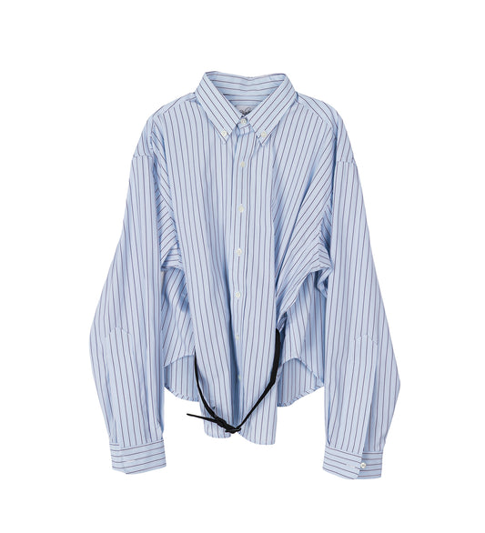 BELTED BUTTON DOWN BLUE STRIPES