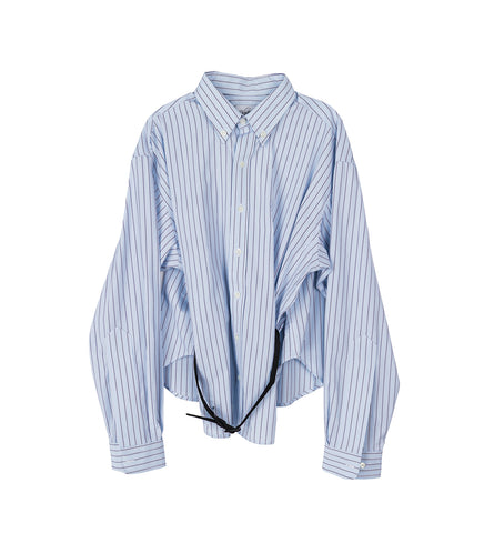 BELTED BUTTON DOWN BLUE STRIPES