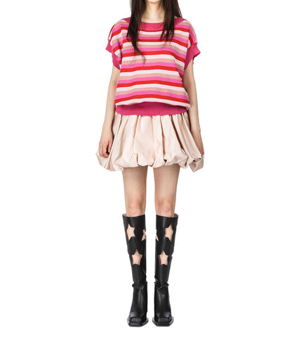 4-STRIPE SQUARE VEST PULLOVER PINK