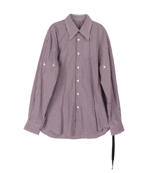 CLASSIC FOLD UP SLEEVE SHIRT MAUVE/WHITE