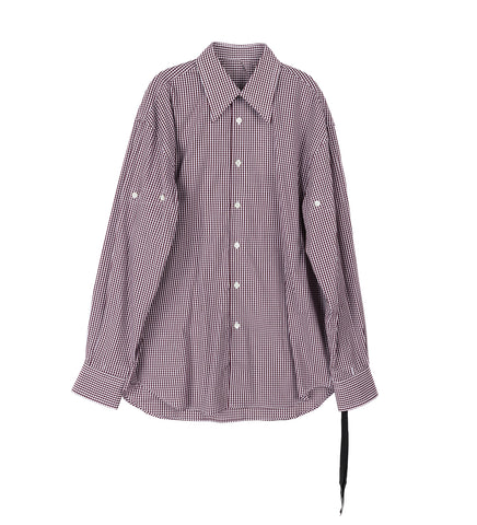 CLASSIC FOLD UP SLEEVE SHIRT MAUVE/WHITE