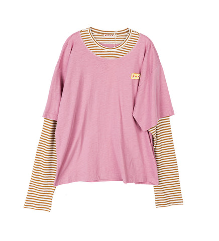 DOUBLE LAYER STRIPE T-SHIRT PINK