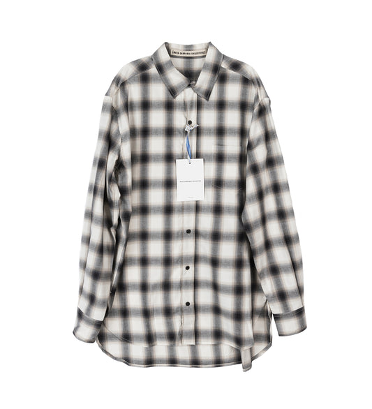 PABLO EXAGGERATED UNLINED CHECK SHIRT BLACK/WHITE/BEIGE
