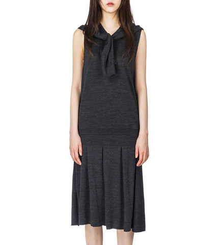 PLEATED SLEEVE DRESS GREY