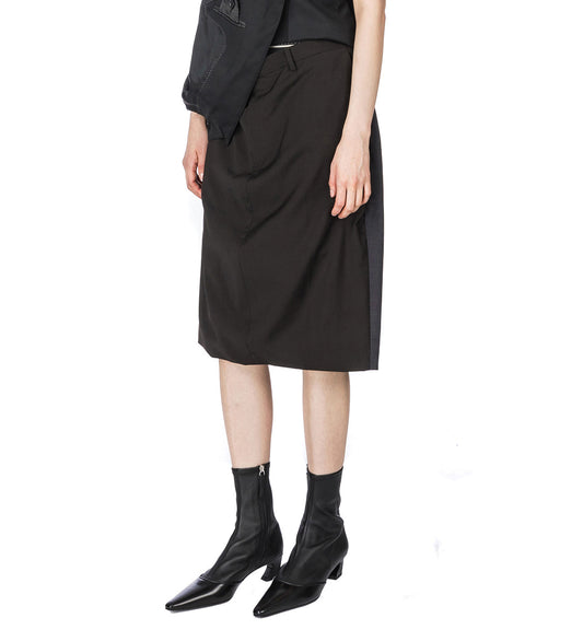 DOUBLE SUIT SKIRT MIDI BROWN/GREY MEDIUM