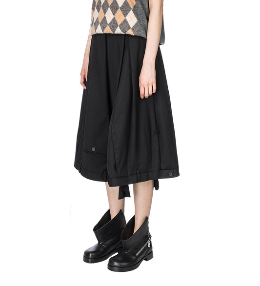 UPSIDE DOWN TROUSER SKIRT WIDE BLACK