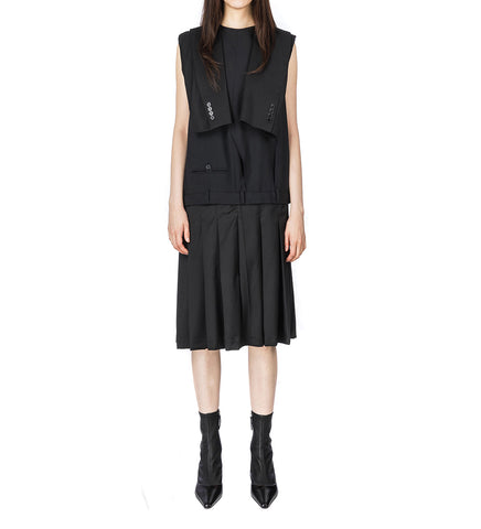 UPSIDE DOWN PLEATED DRESS BLACK