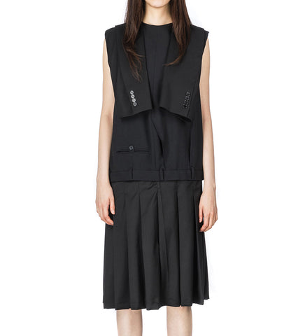 UPSIDE DOWN PLEATED DRESS BLACK