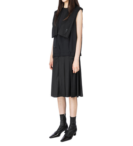 UPSIDE DOWN PLEATED DRESS BLACK