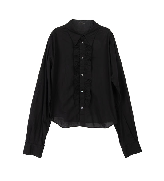 ERMA SLIM FIT RUFFLED SHIRT BLACK