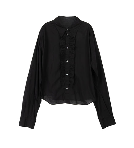 ERMA SLIM FIT RUFFLED SHIRT BLACK
