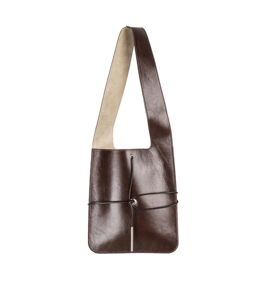 LEATHER STRING PUB BAG BANNISTER BROWN