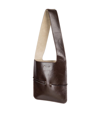 LEATHER STRING PUB BAG BANNISTER BROWN