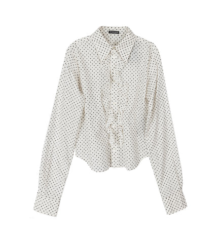 ERMA SLIM FIT RUFFLED SHIRT PRINTED NAT WHITE/BLACK