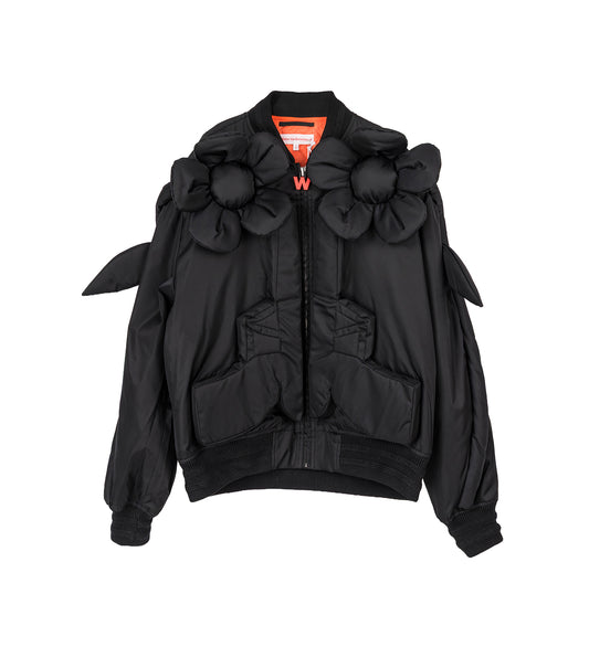 FLOWER POWER BOMBER OVERSIZED BLACK