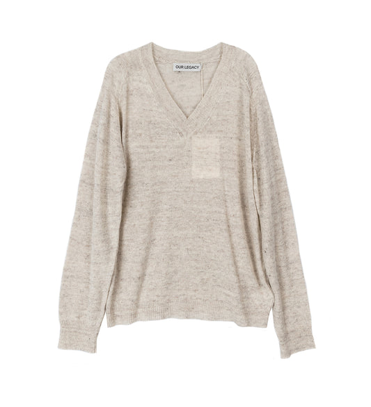 RUE V-NECK SOFT ECRU CYCLONE LINEN