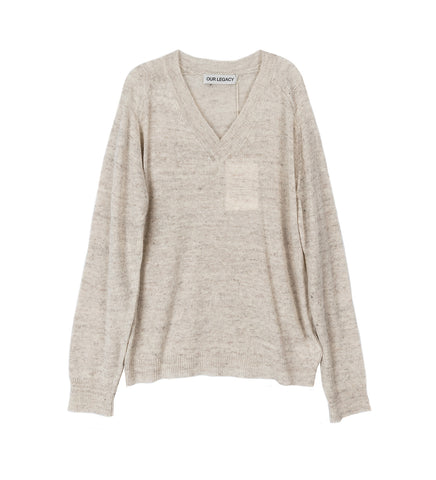 RUE V-NECK SOFT ECRU CYCLONE LINEN