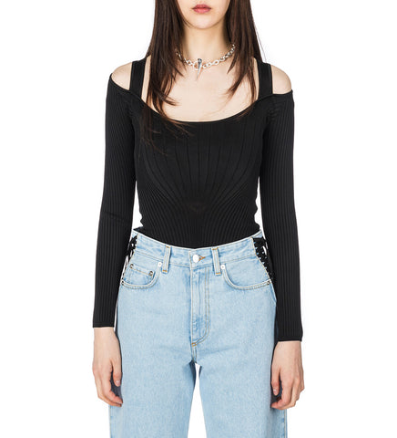 RIB LONG SLEEVE BODYSUIT BLACK
