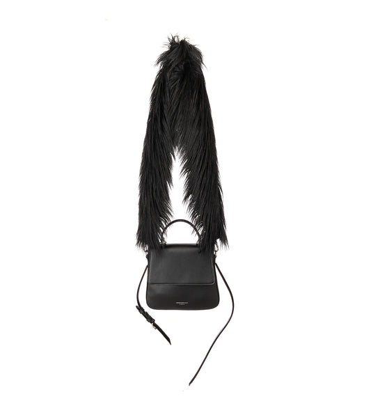 FUR BAG STRAP BLACK