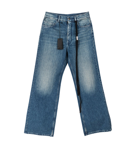 MODEST 5-POCKETS RELAXED FLARED TROUSERS MID BLUE