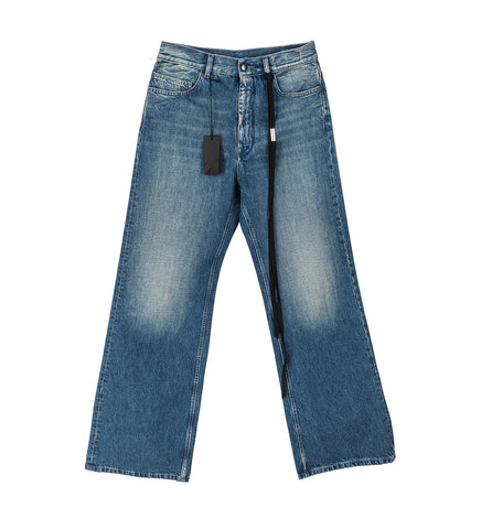 MODEST 5-POCKETS RELAXED FLARED TROUSERS MID BLUE