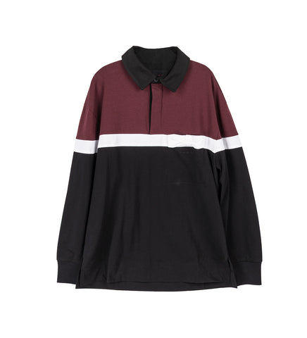 BOW STRIPE RUGBY SHIRT BURGUNDY/BLACK