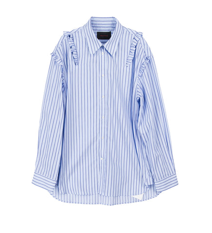 DOUBLE RUFFLE SLASH EASY SHIRT PALE BLUE