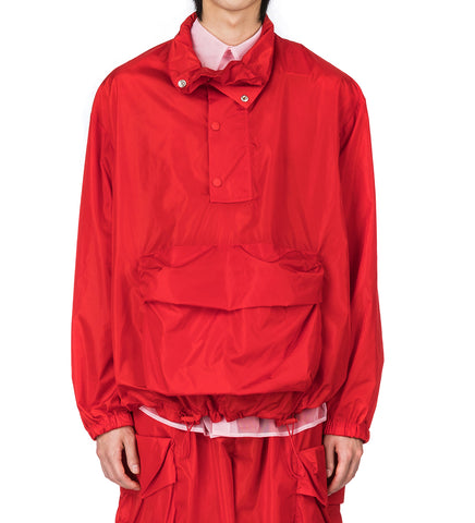 CARGO FLAP POCKET DETAIL CAGOULE W/DAISY EMB RED