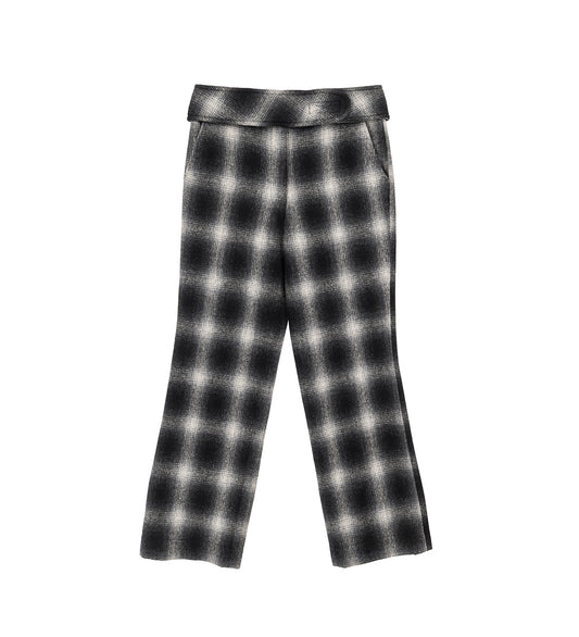 FLANNEL BELT TROUSERS GREY CHECK
