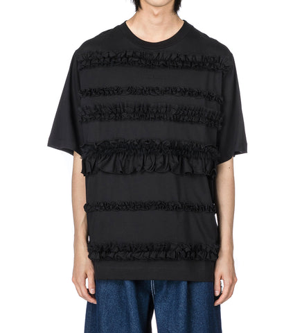 RUFFLE FRILL T-SHIRT BLACK
