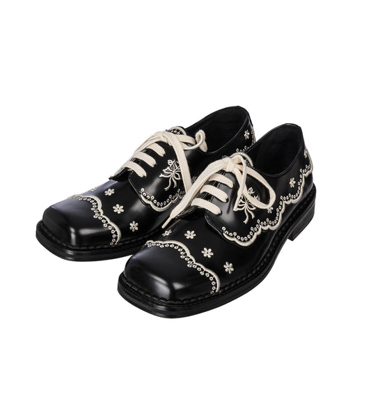FLORAL LACE BROGUE BLACK/CREAM
