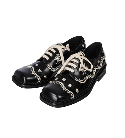FLORAL LACE BROGUE BLACK/CREAM
