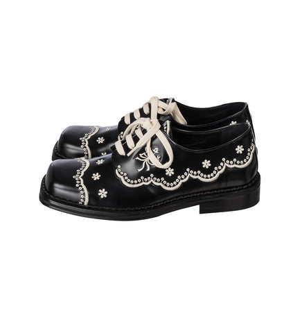 FLORAL LACE BROGUE BLACK/CREAM