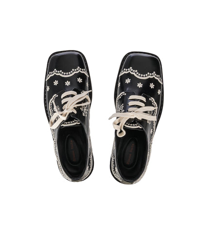 FLORAL LACE BROGUE BLACK/CREAM