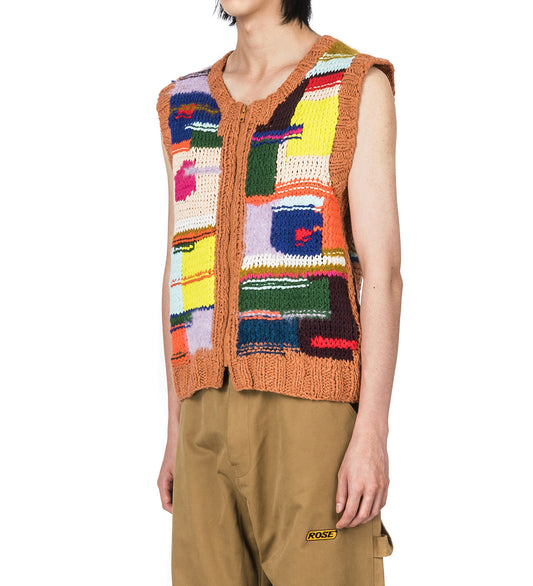 HANDKNIT ZIP VEST MULTI