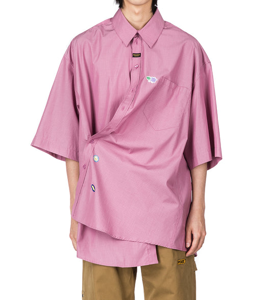 BOXY WRAP SHIRT PURPLE/BLACK STRIPE