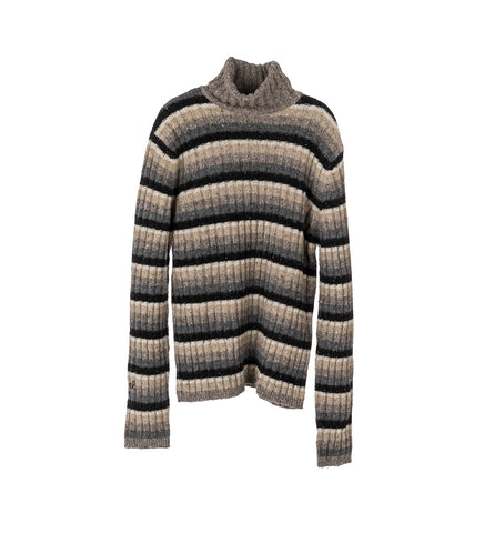 STRIPED TURTLENECK WHITE/BLACK/BROWN
