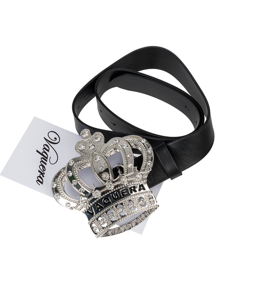 SWAROVSKI CRYSTAL CROWN BELT BLACK SILVER