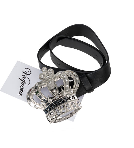 SWAROVSKI CRYSTAL CROWN BELT BLACK SILVER