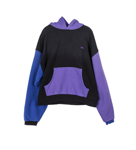 COLOR BLOCK HOODIE BLACK/PURPLE