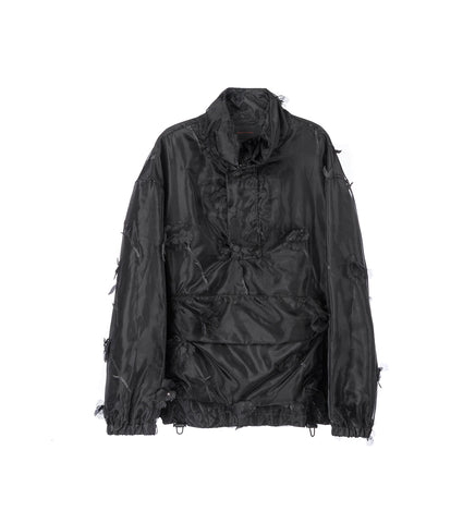 LAYERED CARGO FLAP POCKET JACKET CAGOULE BLACK