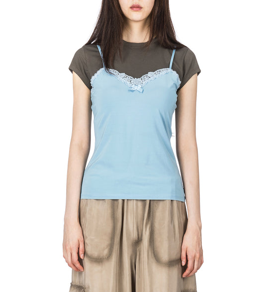 LAYERED STRAP T-SHIRT GREY/BLUE