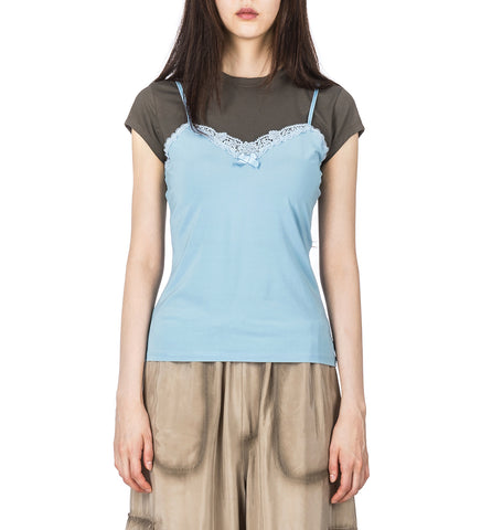LAYERED STRAP T-SHIRT GREY/BLUE