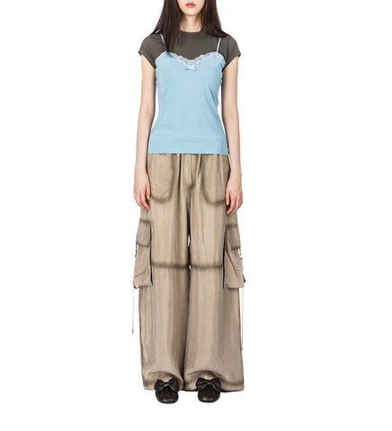 LAYERED STRAP T-SHIRT GREY/BLUE