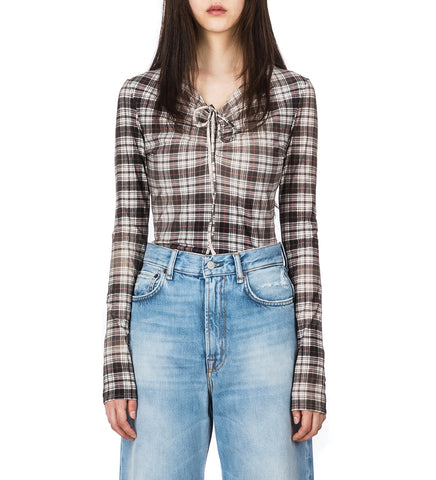 CHECK BUTTON UP SHIRT BLACK/WHITE