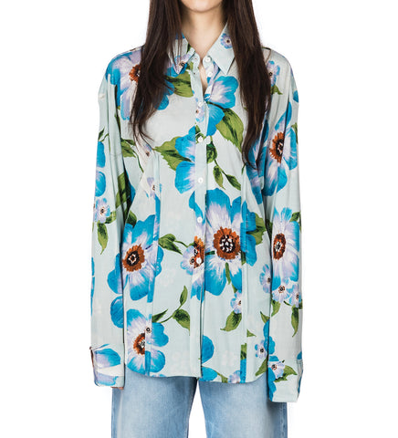 BUTTON UP PRINTED SHIRT MULTI BLUE